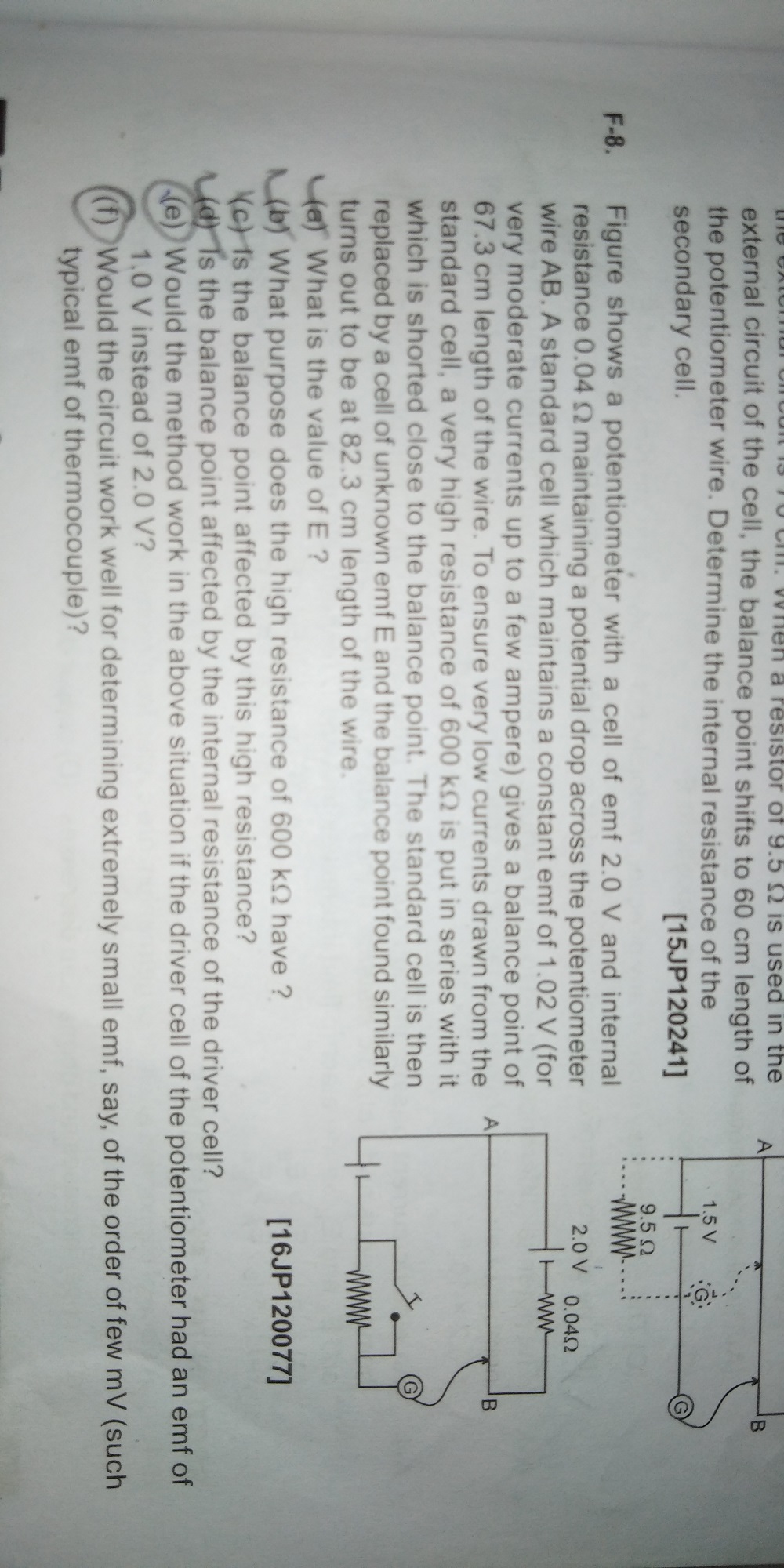 Question image for please help me with question no f8 part (e) and (